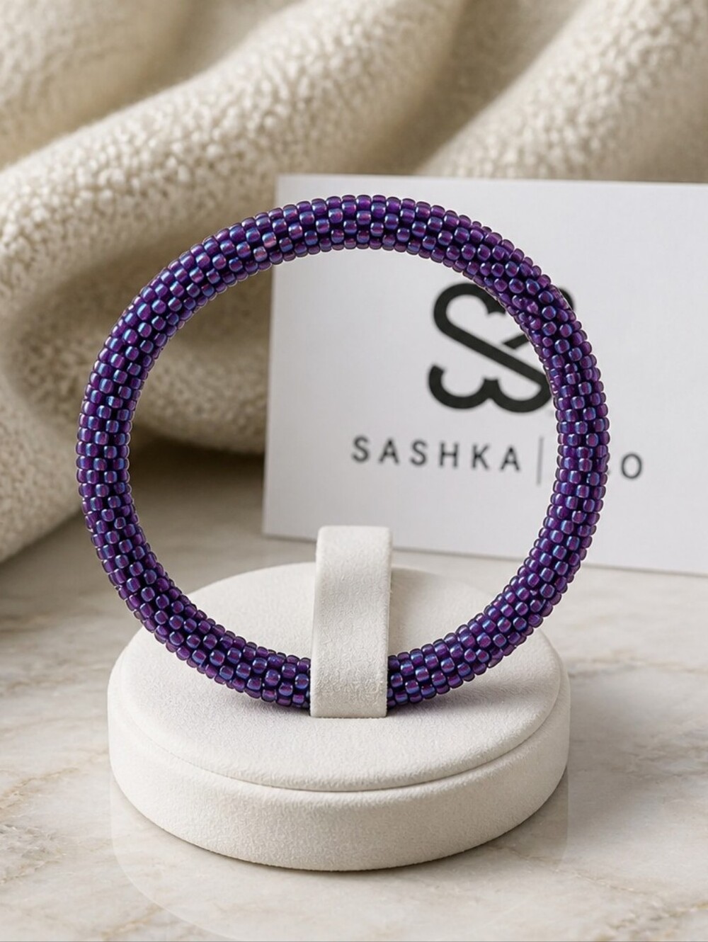 Sashka Co. Purple Seed Bead Stretch Bracelet